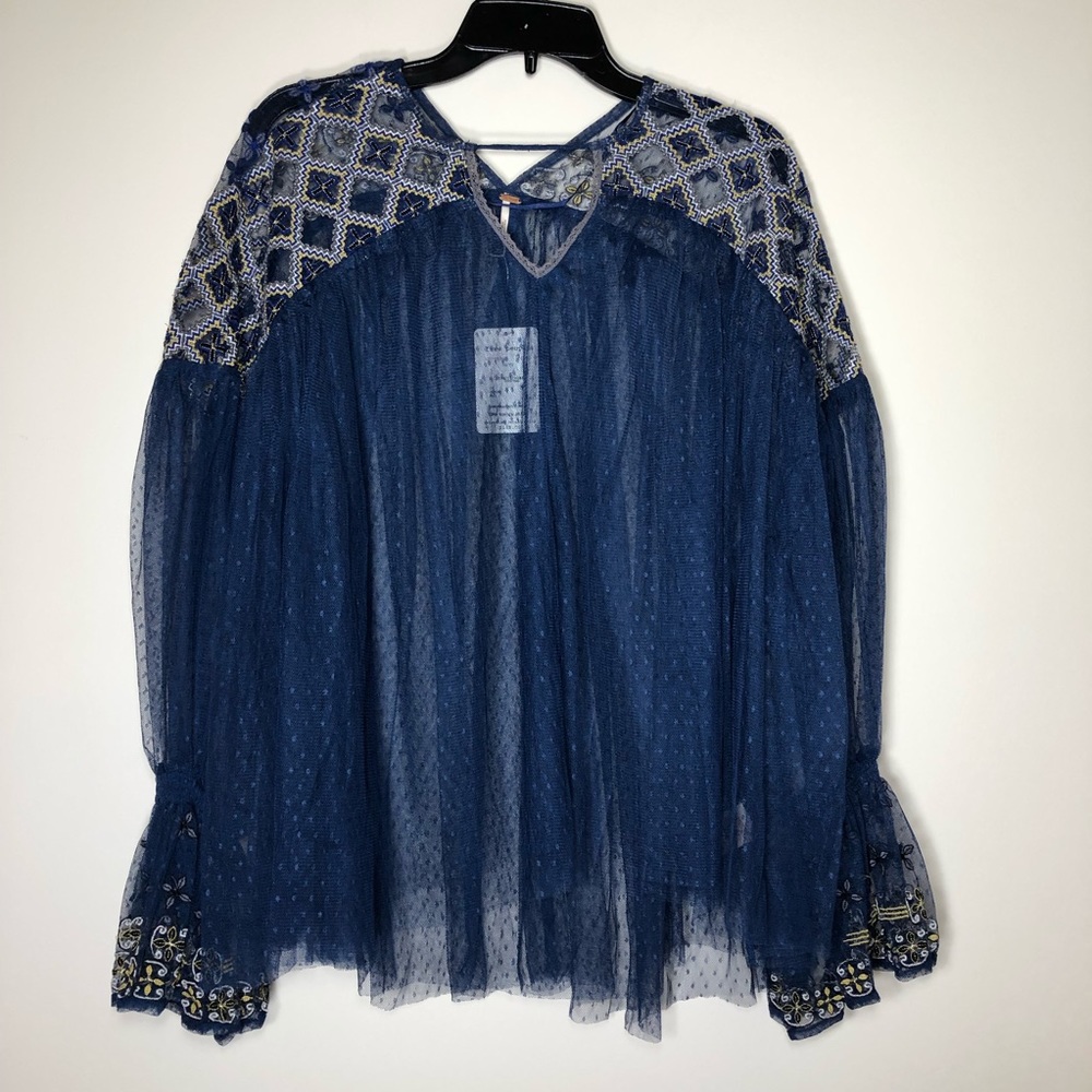 Free People NEW Joyride Sheer Embroidered Lace Top - Picture 3 of 15